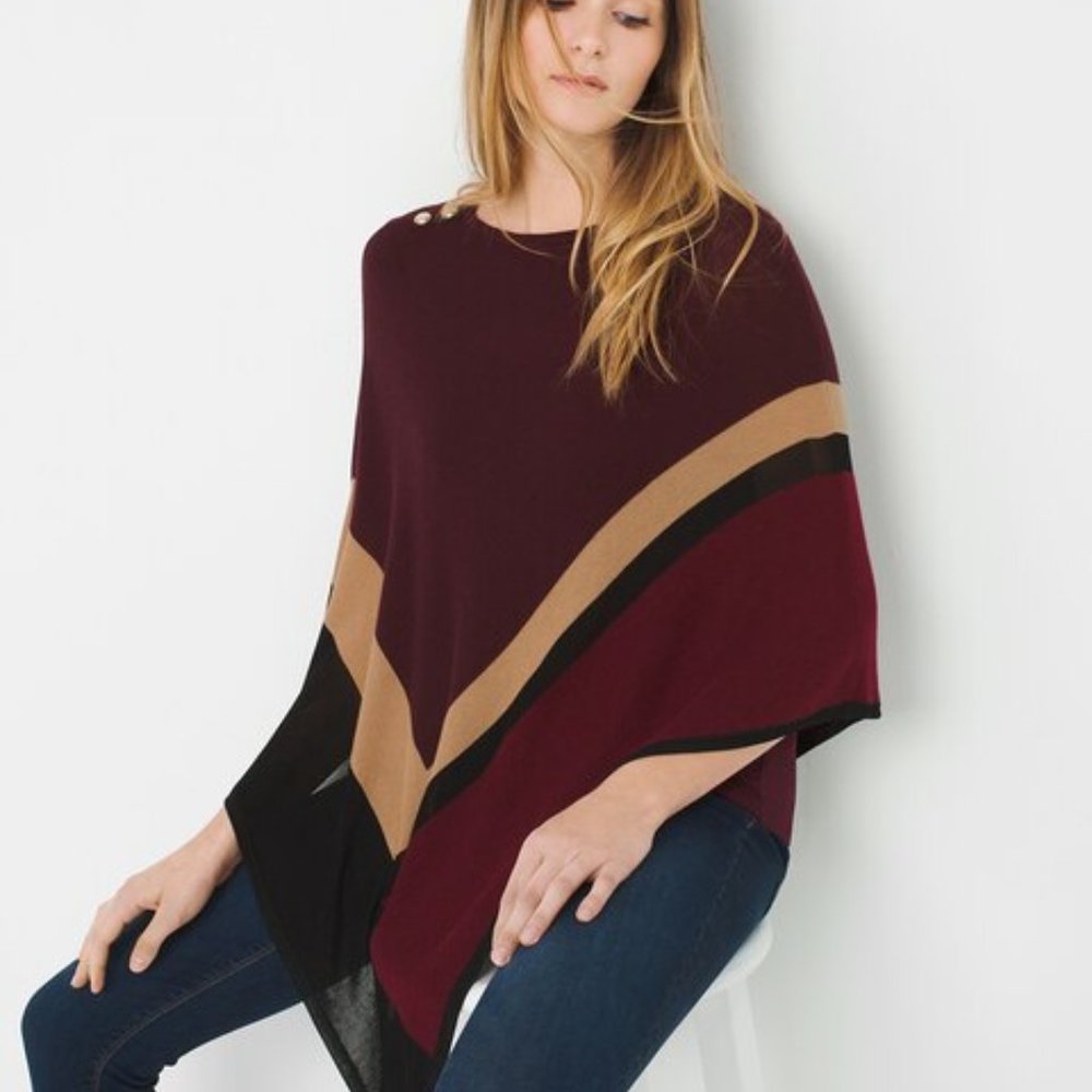 White House Black Market - Colorblock Poncho- XS
